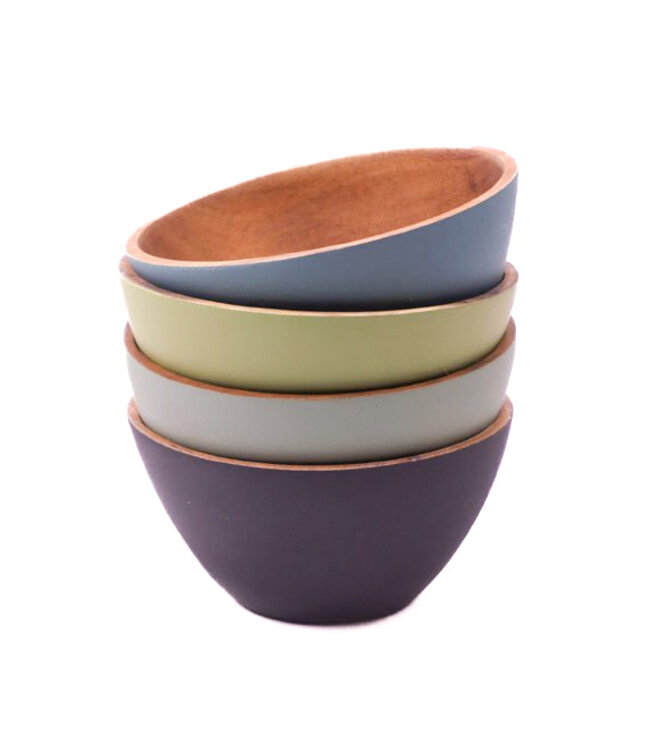 Set of 4 coloured wooden bowls 9cm rituals/ blue-green-grey