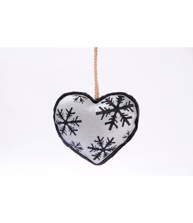 Christmas tree ornament silver heart denim