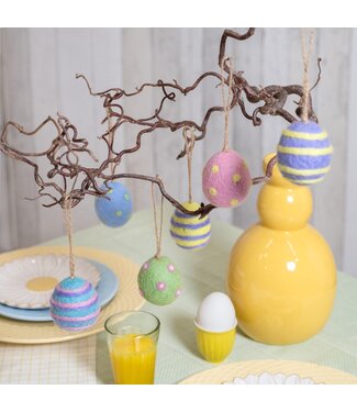 SjaalmetVerhaal Set of 6 felt pastel coloured Eartern eggs hangers