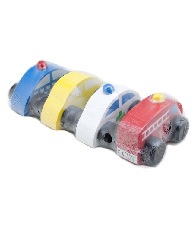 Set van 4 houten auto's 11 cm