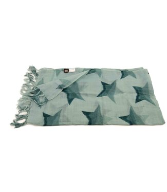 Fair Forward Sjaal fijne wol - groen met sterren 50x180cm