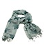Scarf wool green cotton with stars 50x180cm