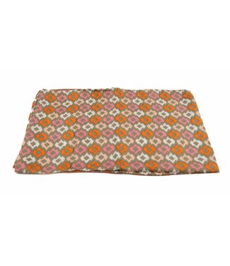 FairForward Scarf fine silk taupe -orange- pink grafic 50x170cm