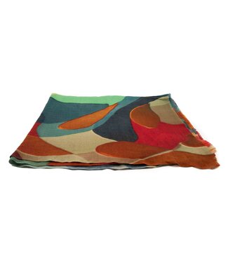 Siddharth Sjaal Pashmina wol en zijde - groen-blauw-rood-beige 200x70cm