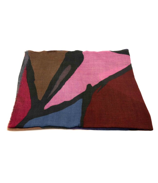 Sjaal wol - paars-roze-blauw-rood-zwart-grijs 180x70cm