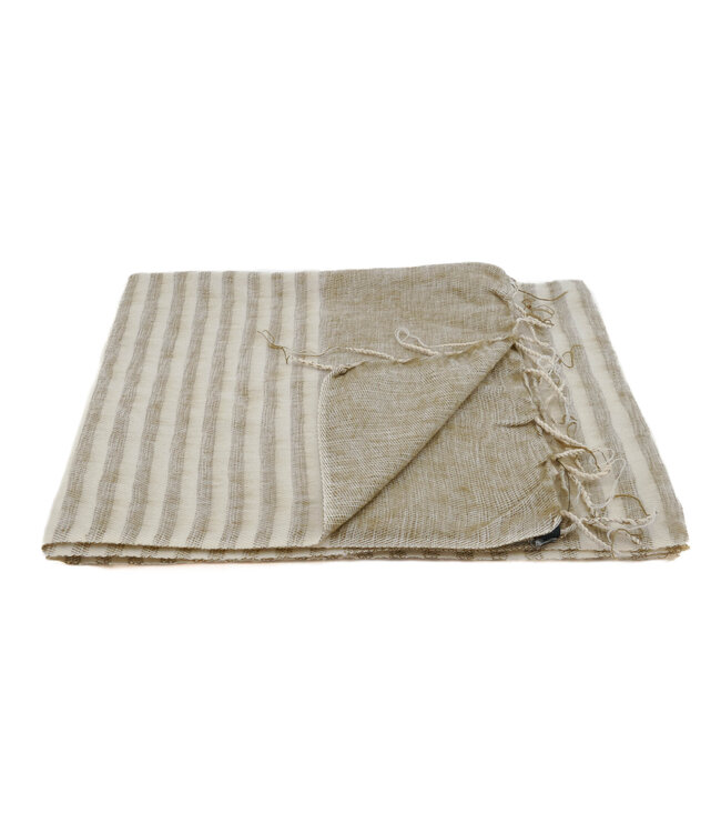 Sjaal beige wit acryl + katoen 180 x 70 cm