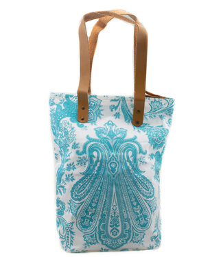 SjaalmetVerhaal Beach bag cotton white - aqua Paisley