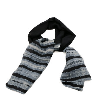 Fair Forward Scarf fine silk black, grey and white - 110x30 cm