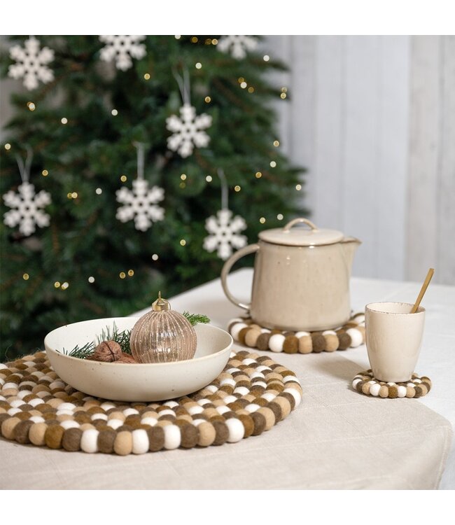 Set tree decoration felt white snow flakes - 10 pcs