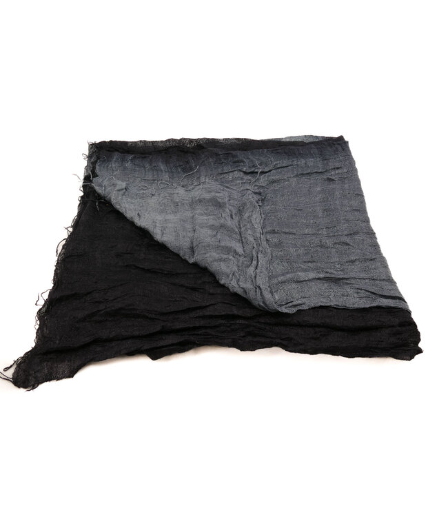 Sjaal zijde zwart- zilvergrijs -120x60cm