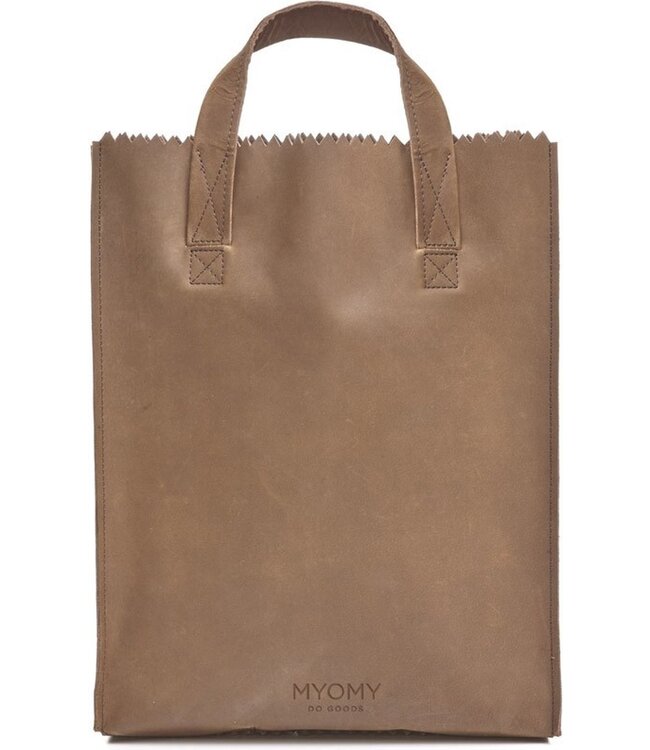 MYOMY My paperbag - leather bag with short handles original - brown