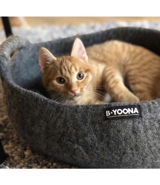 Vilten kattenmand / lectuurmand rond - antrciet D40xH15cm