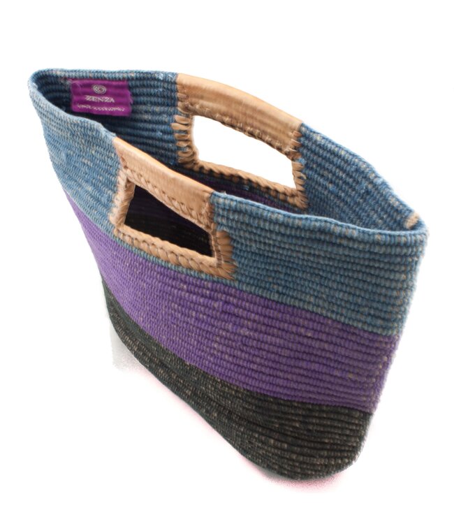 Tas jute en leer blauw paars