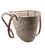 Shopper palmblad W50xD35cm met lange leren hengsels