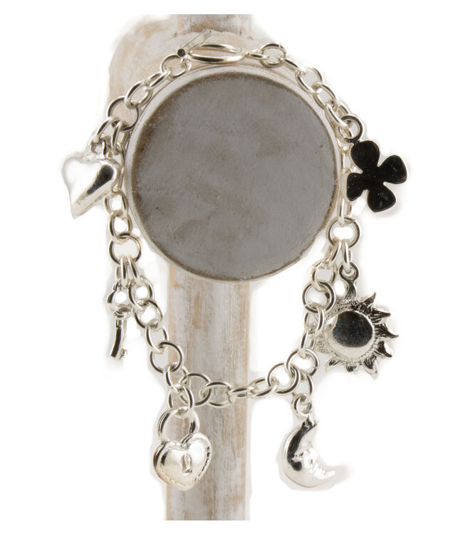 Bedelarmbandje zilver 6 bedels fairtrade