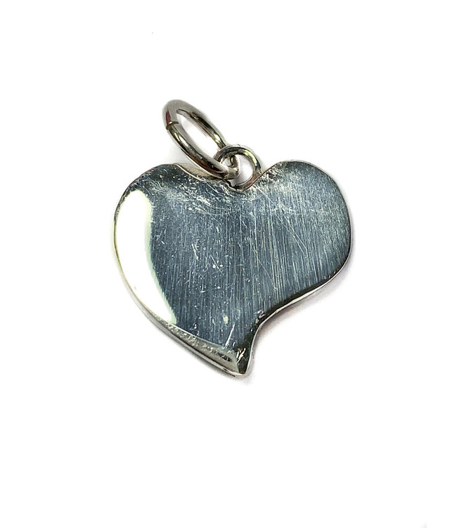 Silver hanger - heart 3 D - 15mm