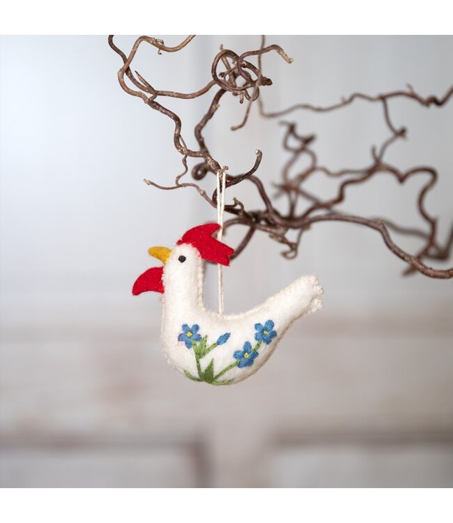 Vilten hanger haan met bloemetjes - div. soorten