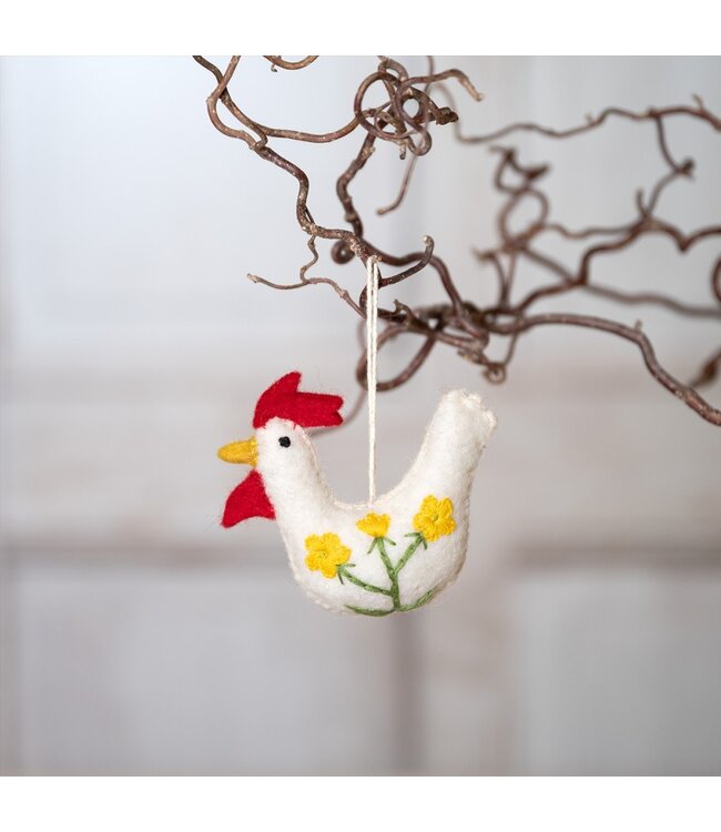 Vilten hanger haan met bloemetjes - div. soorten