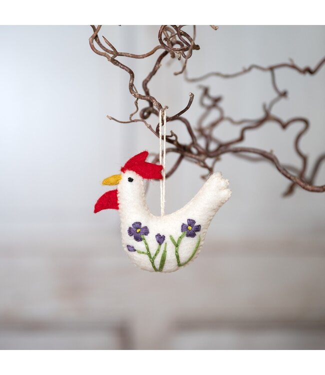 Vilten hanger haan met bloemetjes - div. soorten