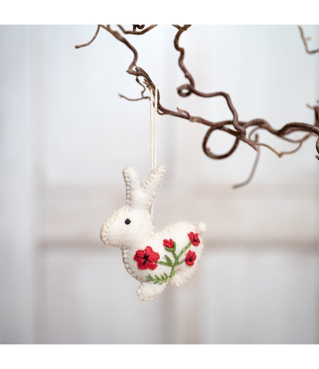 Felt hanger rabbit - with flowers -6 dif. types