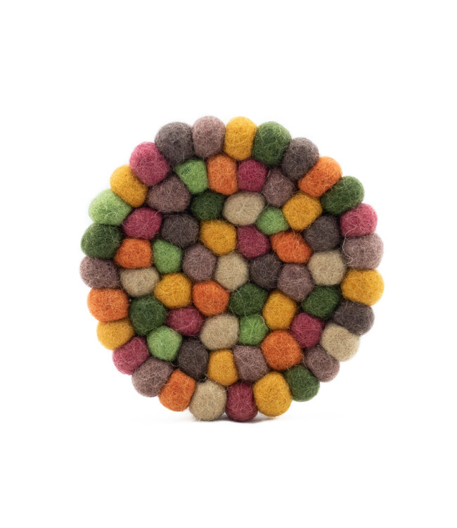 Felt coaster round 9 cm - Earth colours