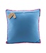 Blue design cushion with flower embroidery - 45x45cm