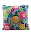 Blue design cushion with flower embroidery - 45x45cm