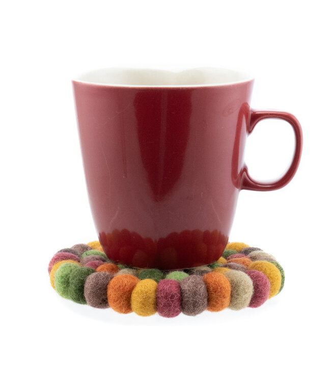 Felt coaster round 9 cm - Earth colours