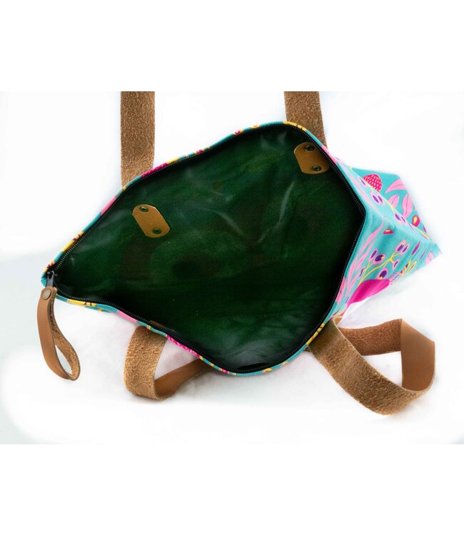 Tas katoen aqua met uil