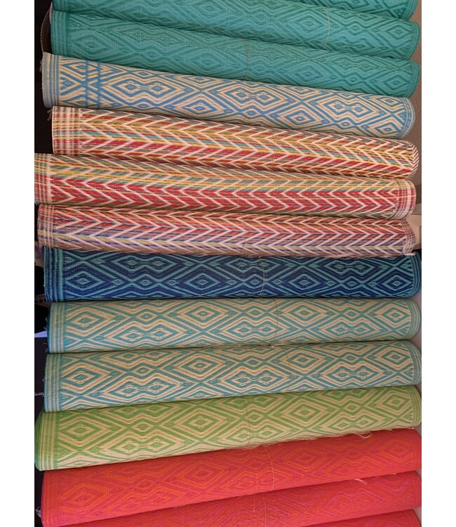 Plastic mat 125 x 70 cm blauw-wit