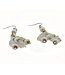 Eearings white-gold-brown beads