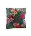 Only Natural Kussen velours grijs gehaakte bloemen 45x45 cm