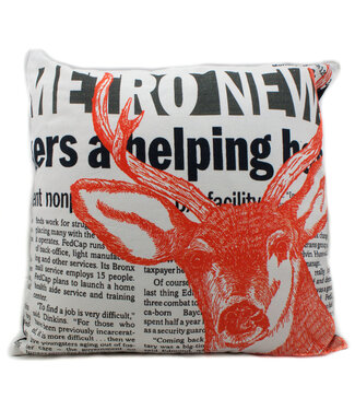 Only Natural Cushion orange deer print 45x45 cm