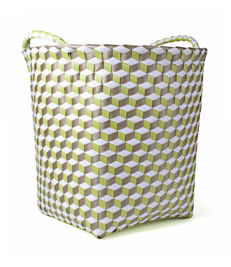 Fair Forward Basket green-beige-white plastic Graphic h 35cm