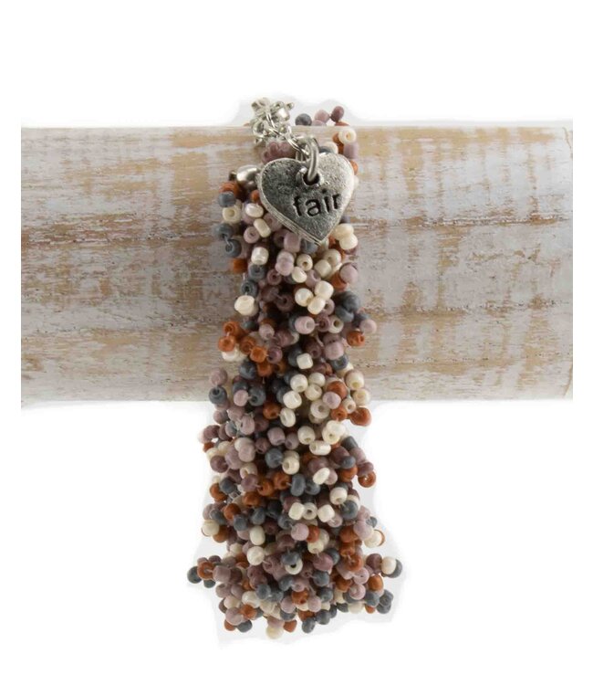 Armband minikralen grijs-oranjebruin-lila-wit