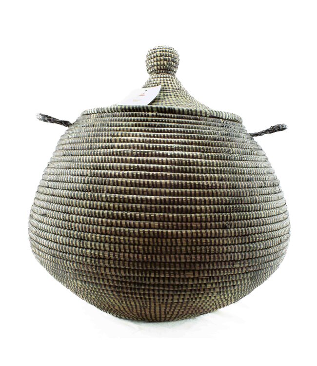 Straw basket ball shaped - brown -H 30/45 x D 45cm