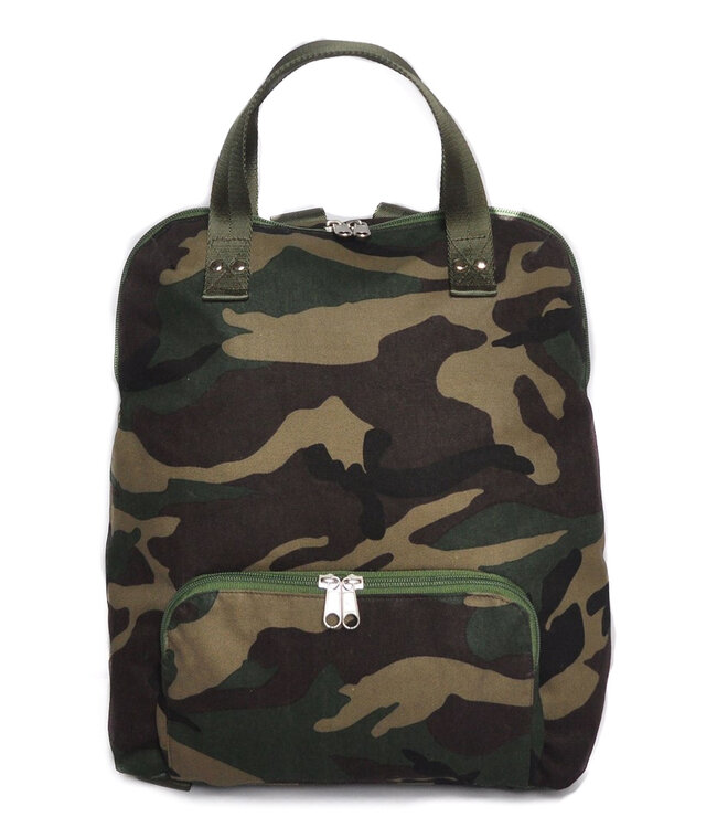 Linnen backpack | green Camouflage H 37 x W 33 cm
