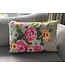 Pillow - grey with pink-blue-yellow crochet flowers 40x60 cm