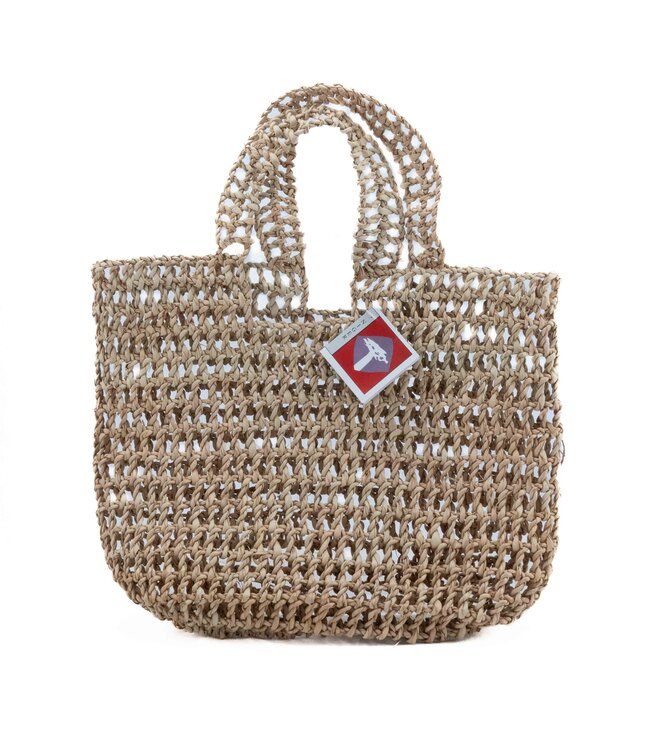 Rieten handtasje geknoopt palmblad - 24 x 35