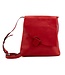 Eco leren schoudertas met klep rood- 25x25cm