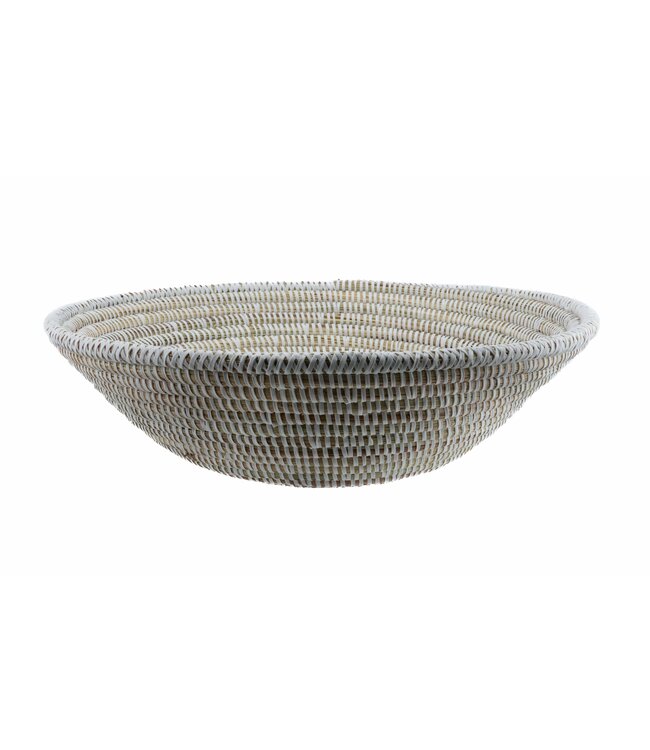 Straw basket white - diameter 42 x height 12 cm
