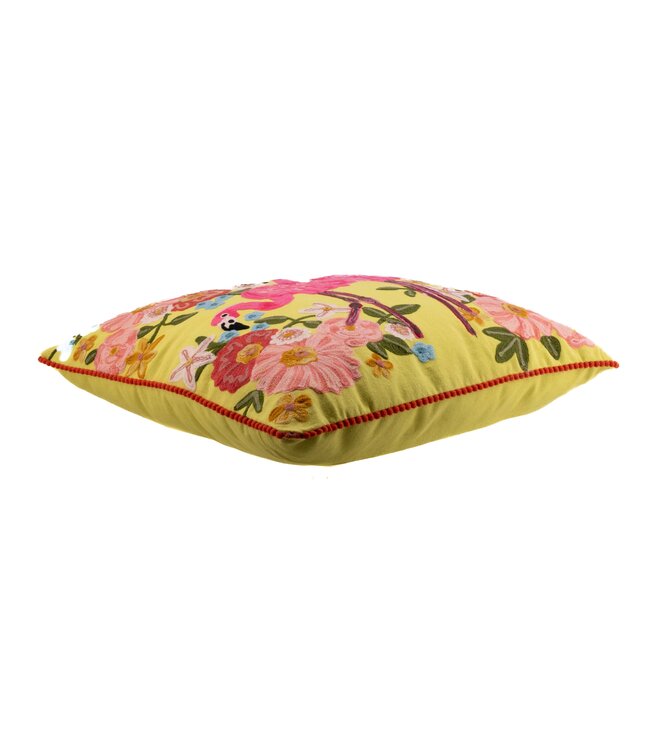 Pillow square yellow with pink Flamingo 45x45cm