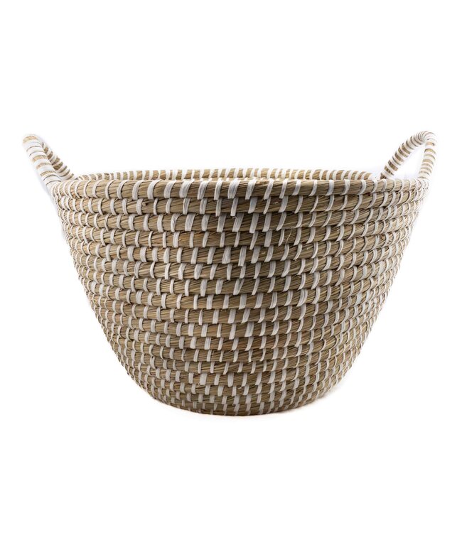 Round basket kaisagrass white D50 x H30 cm