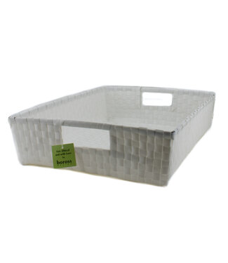 White  basket woven plastic - 40x32x10 cm