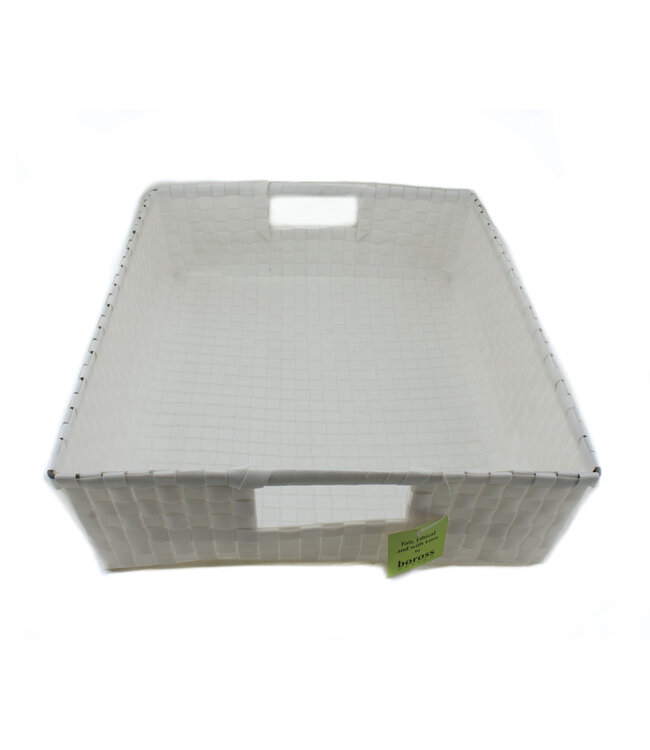 White  basket woven plastic - 40x32x10 cm