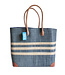 Gone Arty Colourful straw shopper with cover blue-cream