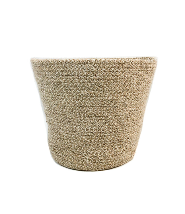 Juten plantenpot - H 22 cm x D 25cm beige-wit