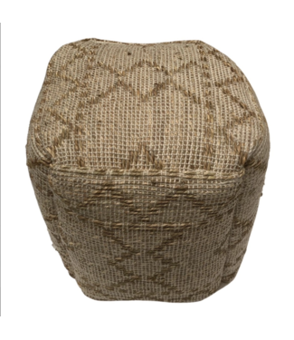 Rocaflor Poef zeegras vierkant naturel-ecru 40x40x40