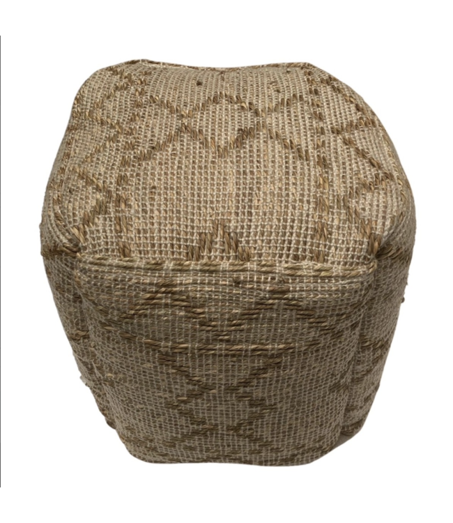 Poef zeegras vierkant naturel-ecru 40x40x40cm