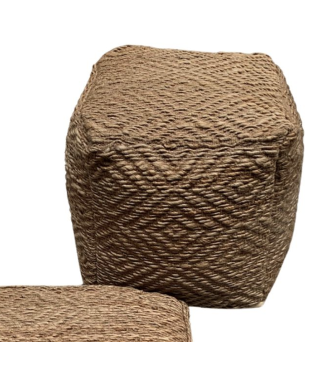 Pouf seagrass squared  natural relief-diamant  40x40x40cm